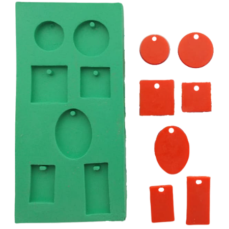 Forma de Silicone - Pingente Formas Geométricas 7 cav